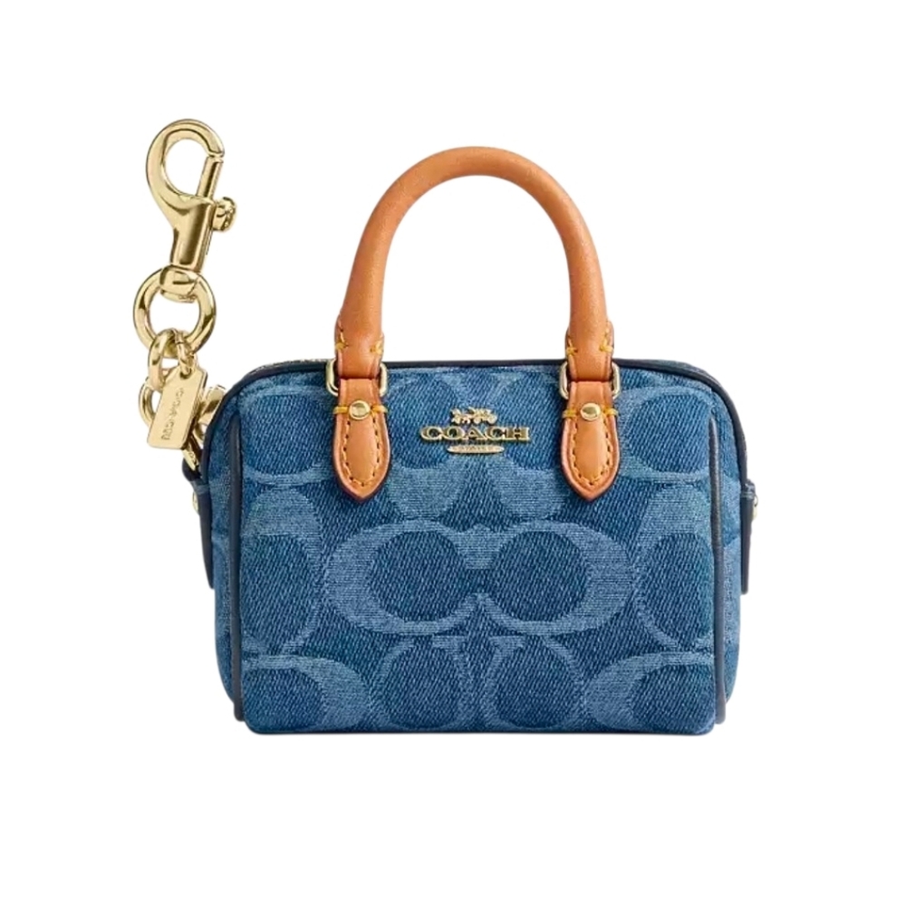 Coach Mini Rowan Bag Charm In Signature Denim